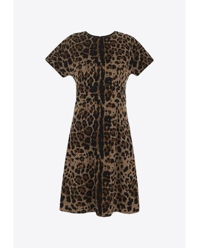 Dolce & Gabbana Leopard Mini Dress - Brown