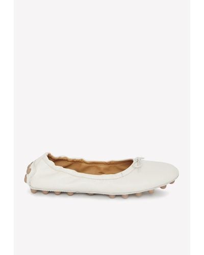 Tod's Leather Ballet Flats - White