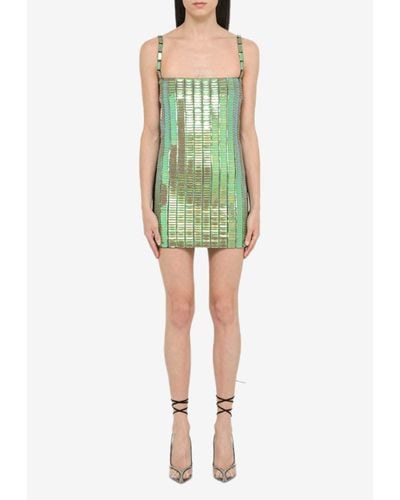 The Attico Rue Sequin-Embellishment Mini Dress - Green