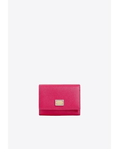 Dolce & Gabbana Logo-Plate French Flap Wallet - Pink