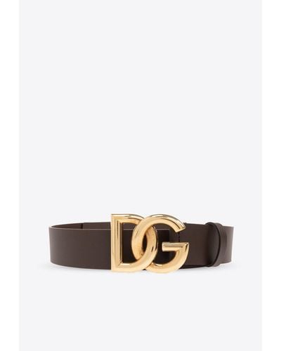 Dolce & Gabbana Dg Logo Buckle Leather Belt - White
