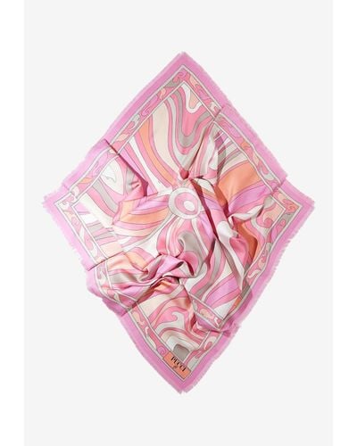 Emilio Pucci Large Marmo Print Silk Scarf - Pink