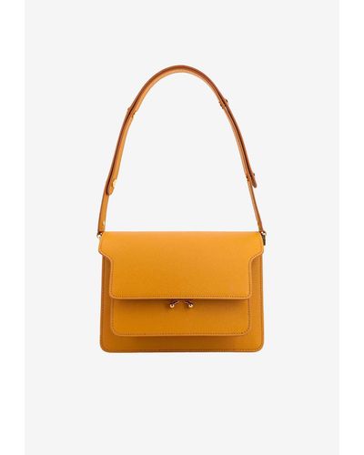 Marni Trunk Leather Shoulder Bag - Orange
