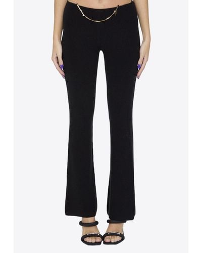 Alexander Wang Boot-Cut Pants With Nameplate Chain Detail - Black