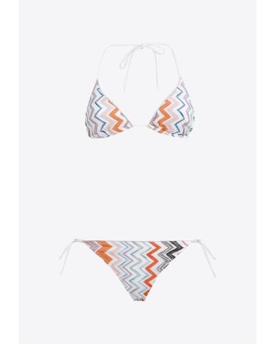 Missoni Chevron Triangle Bikini - White