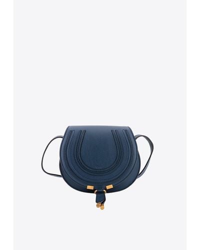 Chloé Small Marcie Leather Crossbody Bag - Blue