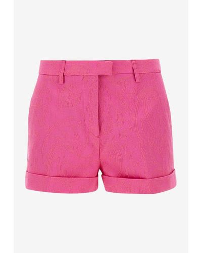 Etro Paisley Jacquard Mini Shorts - Pink