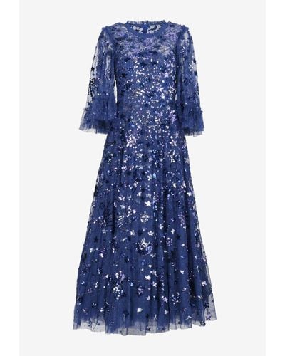 Needle & Thread Constellation Sequined Ankle Gown - Blue
