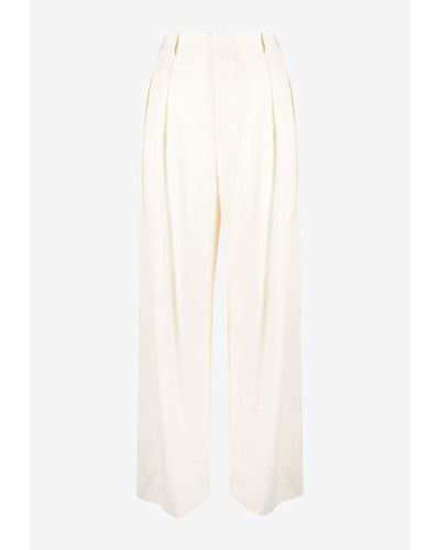 Wardrobe NYC Silk Straight-Leg Trousers - White