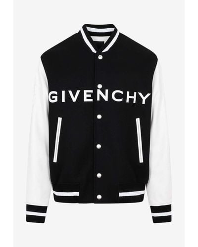 Givenchy Logo Varsity Bomber Jacket - Black