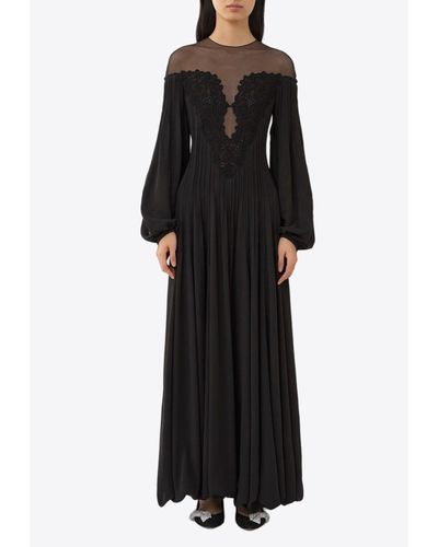 Chloé Lace-Panel Maxi Dress - Black