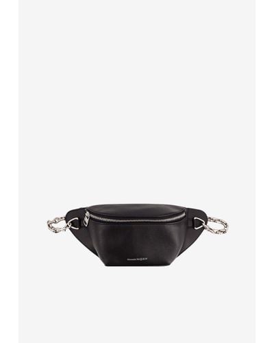 Alexander McQueen Logo Print Leather Belt Bag - White