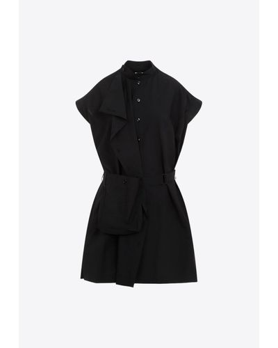 Lemaire Asymmetric Sleeveless Midi Dress - Black