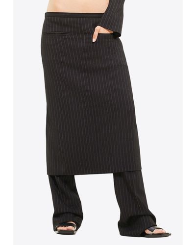 Courreges Heritage Pinstripe Midi Skirt - Black