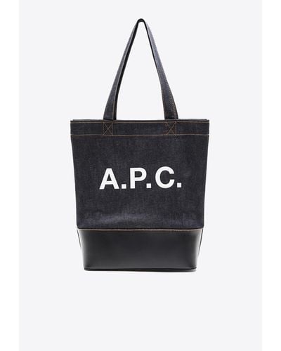 A.P.C. Axelle Leather And Denim Tote Bag - Black