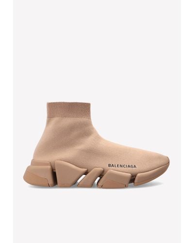 Balenciaga Speed 2.0 Stretch Knit Sneakers - Natural