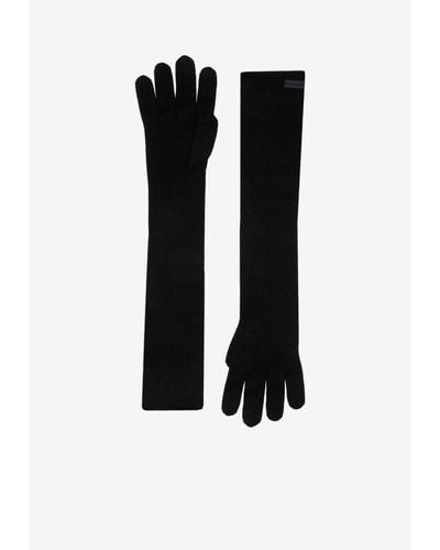Saint Laurent Knitted Cashmere Long Gloves - Black