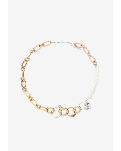 Marni Pearls And Ring Mixed Chain Necklace - White