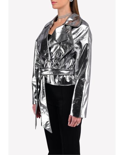 Alexandre Vauthier Metallic Jacket With Crystal Button
