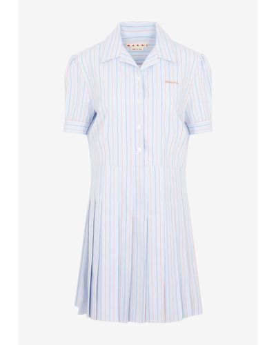 Marni Striped Knee-Length Shirt Dress - White