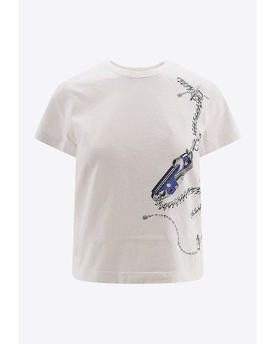 Burberry Graphic-Print Crewneck T-Shirt - White