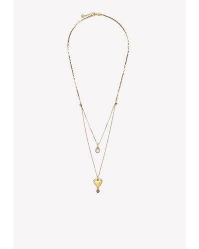Alexander McQueen Double-chain Heart Necklace - Metallic