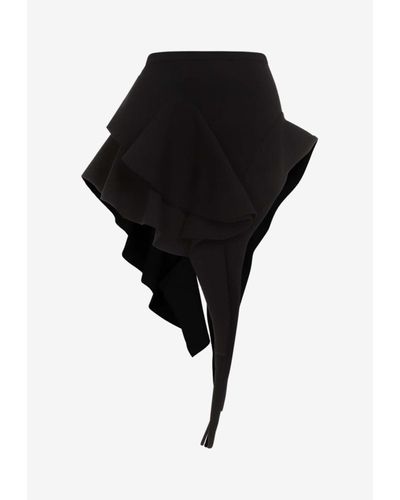 Mugler Low-Rise Asymmetric Mini Skirt - Black