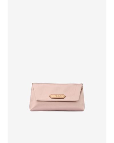 Tom Ford Small Label Chained Satin Clutch - Pink