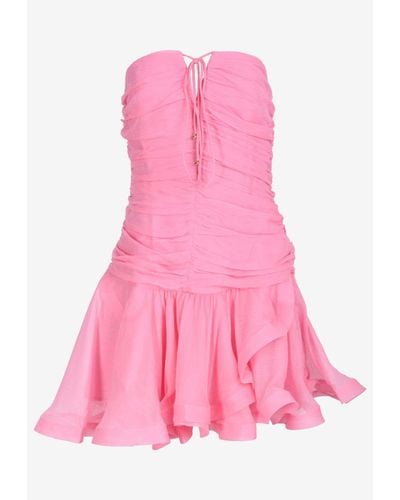 Elliatt Ontario Halterneck Ruched Mini Dress - Pink