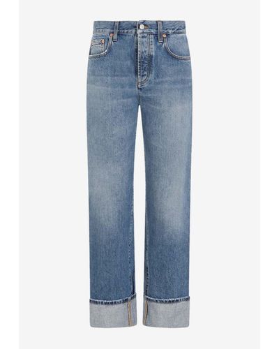 Gucci Washed-Out Straight-Leg Jeans - Blue