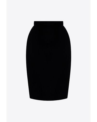 Saint Laurent Fitted Pencil Velvet Skirt - Black