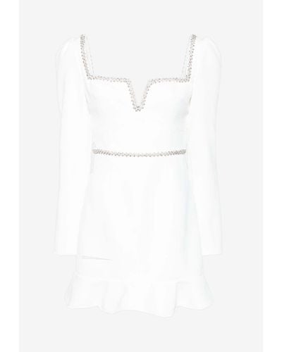 Self-Portrait Diamanté-Embellished Mini Dress - White
