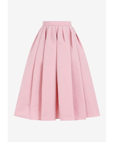 Alexander McQueen High-Rise Pleated Midi Skirt - Pink