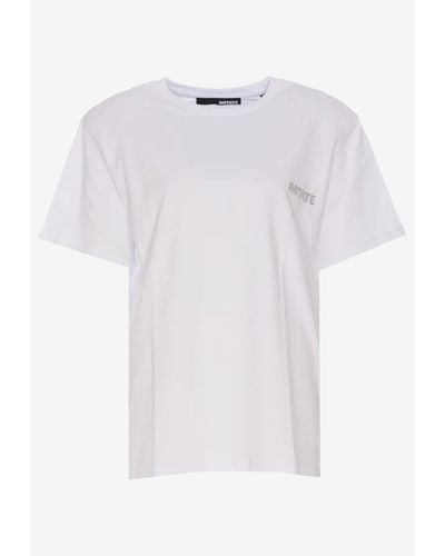 ROTATE BIRGER CHRISTENSEN Crystal-Logo Short-Sleeved T-Shirt - White