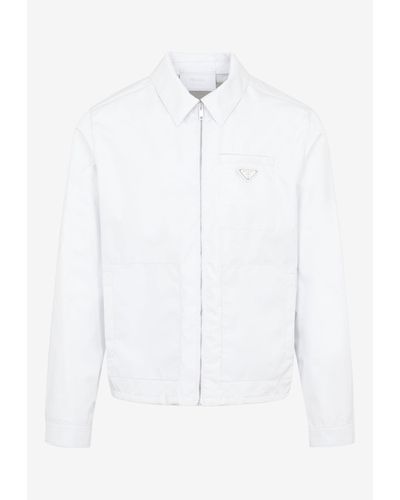 Prada Logo Zip-up Overshirt - White