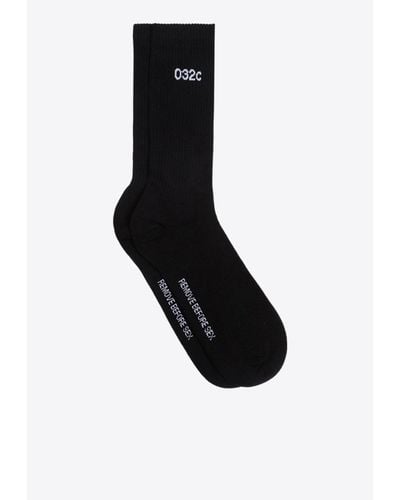 032c Logo Knitted Socks - Black