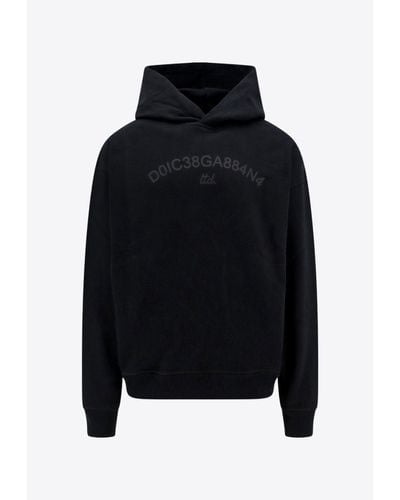 Dolce & Gabbana Logo Print Hooded Sweatshirt - Black
