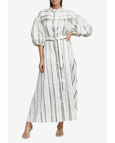 Acler Striped Stratford Maxi Dress - White