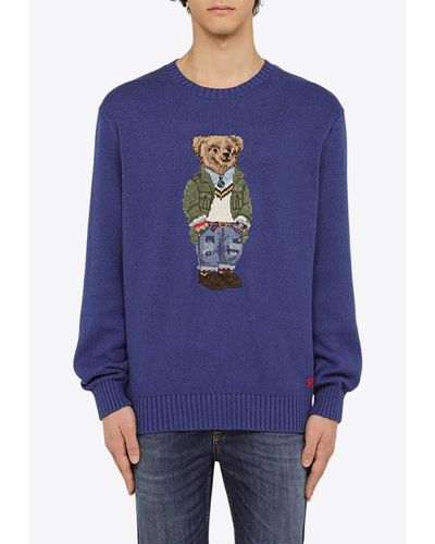 Polo Ralph Lauren Polo Bear Intarsia Knit Sweater - Blue
