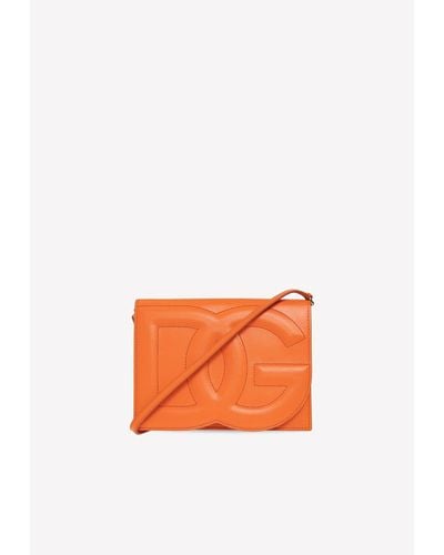 Dolce & Gabbana Logo Embossed Crossbody Bag - Orange