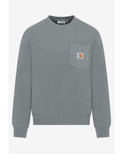 Carhartt Logo-Patch Pullover Sweatshirt - Gray