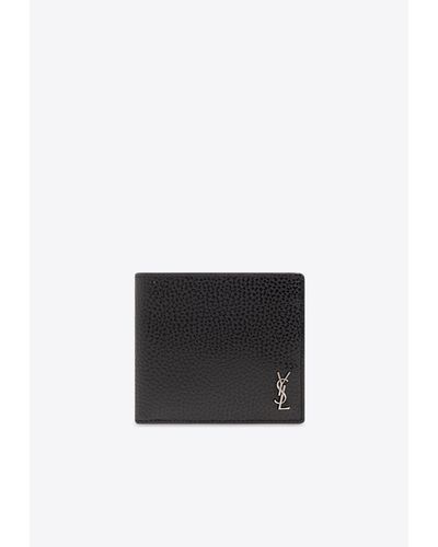 Saint Laurent Tiny Cassandre Bi-Fold Leather Wallet - White
