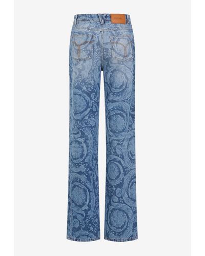 Versace Laser Baroque Pattern Jeans - Blue