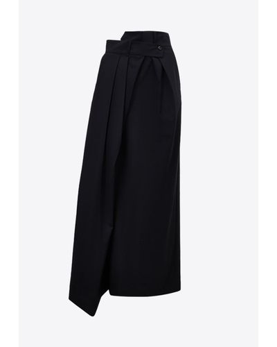 Awake Couture Deconstructed Midi Wool Skirt - Black