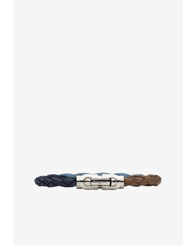 Ferragamo Small Gancini Tri-Color Braided Bracelet - Multicolour