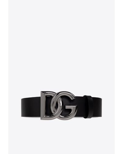 Dolce & Gabbana Dg Logo Buckle Leather Belt - White