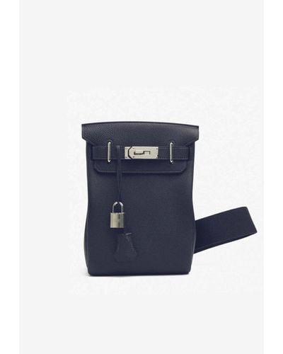 Hermès Hac A Dos Pm Backpack In Navy Togo With Palladium Hardware - Blue