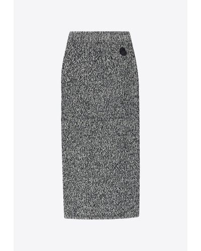 Moncler Knitted Wool Midi Skirt - Grey