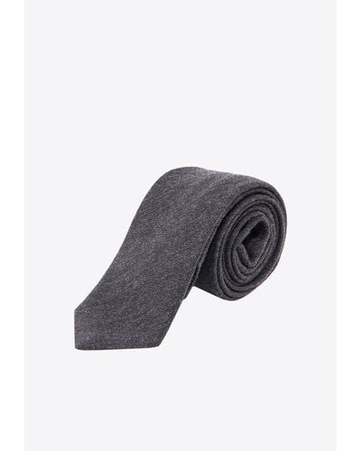 NICKY MILANO Pointed-Tip Wool Tie - Grey