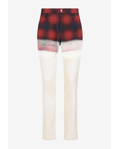 Maison Margiela Checked Gradient Jeans - Red